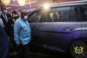 President Nana Addo Dankwa Akufo-Addo at the unveiling ceremony of VW cars assembled in Ghana