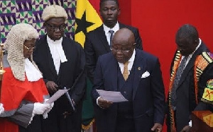 Speaker of Parliament, Prof Mike Oquaye being sworn in as acting President of Ghana