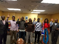 L-R: Dr. Achampong, Saeed, Antwi, Ali, Ibrahim, Asantewaa, and Muftahu taking oaths.