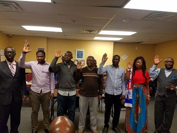 L-R: Dr. Achampong, Saeed, Antwi, Ali, Ibrahim, Asantewaa, and Muftahu taking oaths.