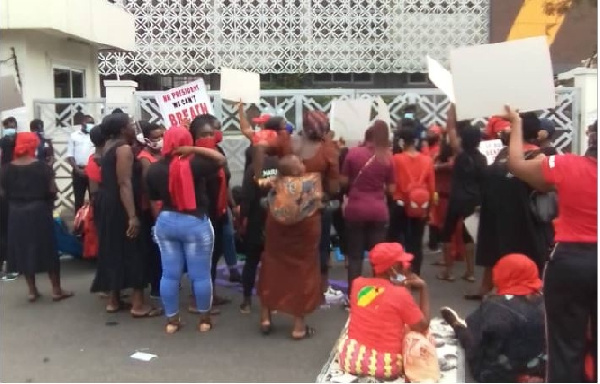 Some aggrieved customers protesting