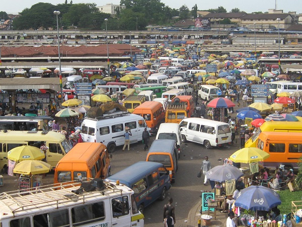 A photo of a lorry station