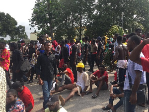 The number of protestors gained momentum as they walked through the halls