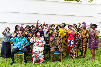 Rebecca Akufo-Addo with the traders