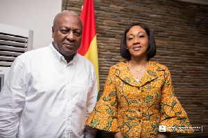 NDC flagbearer, John Dramani Mahama with EC Chair Jean Mensa