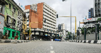 A view of the deserted central business district is pictured on the first day of a 14-day lockdown a