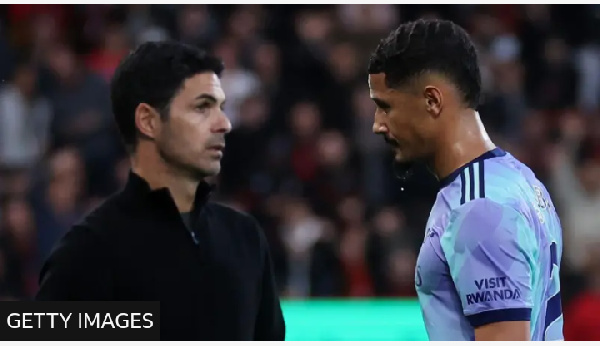 Saliba's red card meant Arsenal had to play two-thirds of the game at Bournemouth with 10 men