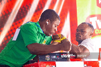 Contestants on in action at the National Armwrestling Championship