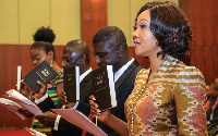 EC Chair Jean Mensa and some of her Commissioners at their swearing in