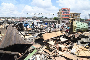 Some of the structures demolished near the National Mosque in Accra (photo credit: graphic.com.gh)