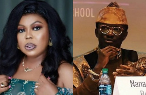 Afia Schwarzenegger (left) warns Ghanaians against Cheddar (right)