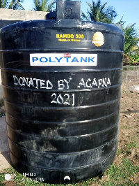 AGAPNA donated a giant black water poly tank to the Mankoadze Health Centre