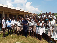 Jubilant students with Member of Parliament for Gomoa West Constituency