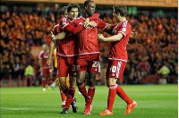 Adomah is mobbed by his colleagues