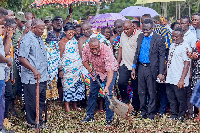 Thomas Ampem Nyarko performing the groundbreaking ceremony