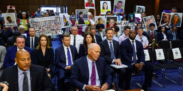 Boeing chief executive Dave Calhoun before Congress this week