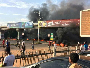 Agitated residents blocked the roads after a bus knocked down a student who was crossing the street