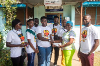 Afua Asantewaa making a donation to Tema General Hospital