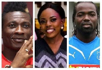 Asamoah Gyan, Nana Aba Anamoah and Prince Tagoe