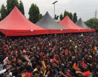 The crowd at Sir John's funeral