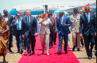 Dr Bawumia recieved Kamala Harris and her husband at the airport on Sunday monring