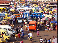 A photo of a lorry station