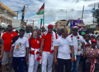 Abdul Rauf Tubazu with some constituents during a campaign walk