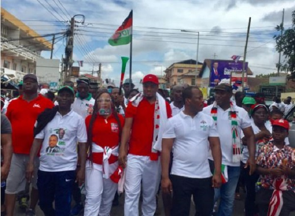 Abdul Rauf Tubazu with some constituents during a campaign walk