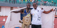 Ghanaian sprinter Benjamin Azamati and former coach, Elorm Amenakpor