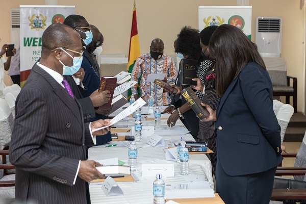 Minister for Public Enterprises, Joseph Cudjoe inaugurating SIGA board members