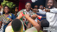 Aspiring presidential candidate of the NDC Dr. Kwabena Duffuor with some NDC stalwarts