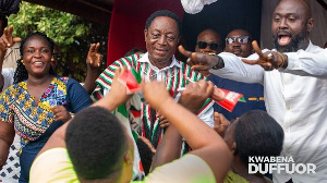 Aspiring presidential candidate of the NDC Dr. Kwabena Duffuor with some NDC stalwarts