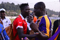 Medeama SC Preisdent, Moses Armah (right) and Justice Blay (left)