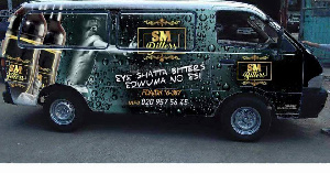 There are photos of the SM Bitters vans in town