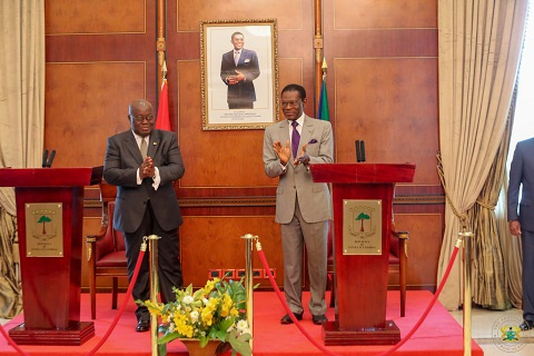 President Akufo-Addo and President Obiang Mbasogo after their joint press conference