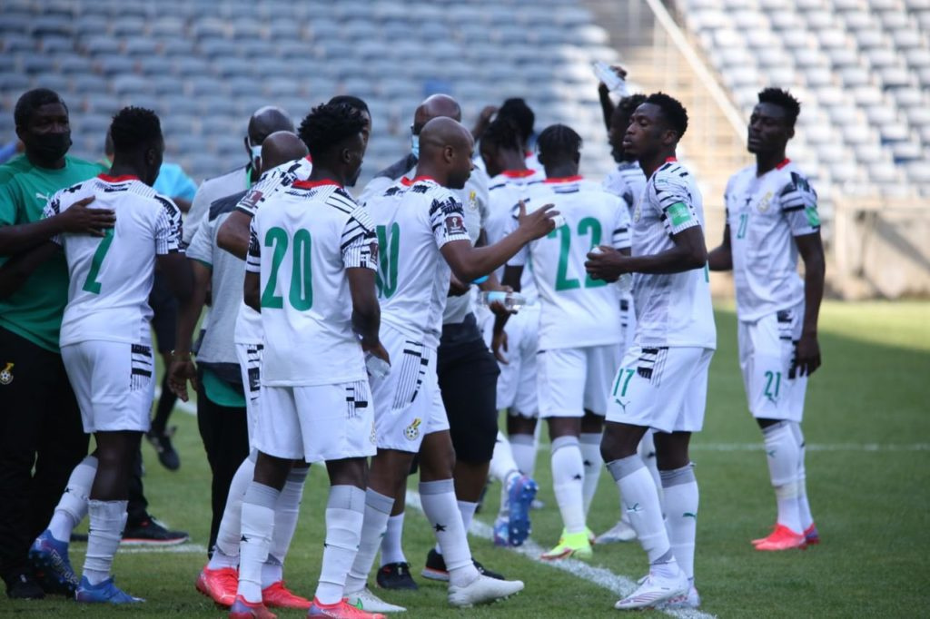 Black Stars celebrate a goal at the Cape Coast stadium | File photo