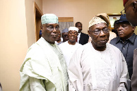 Former President Obasanjo and his vice Atiku at an event