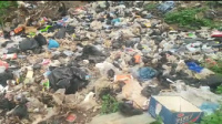 Polythene bags filled with faeces are usually deposited at the dumping site