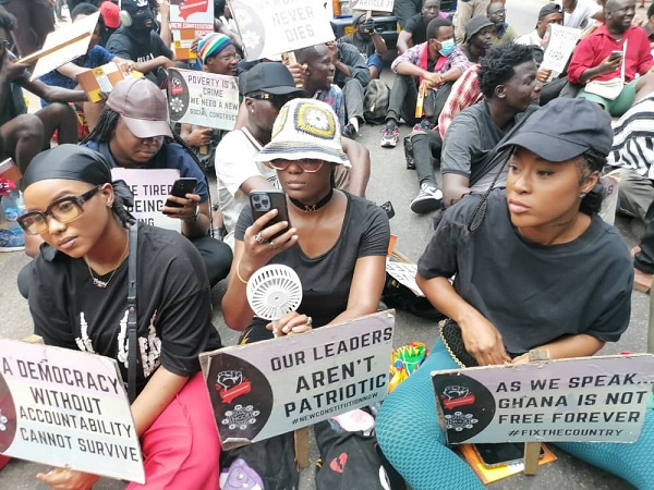 Some of the protesters demanding accountability from the government