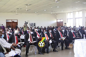 Some match officials at the training