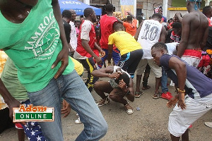 Excited fans of Patapaa exhibiting the dance moves