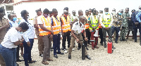 The Fire Service held a simulation exercise for workers at the Ghana Education Headquaters