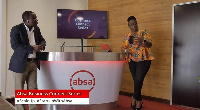 Kobla Nyaletey (left) and Grace Anim-Yeboah interacting with online participants during Absa Busines