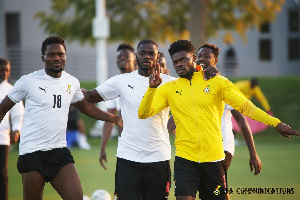 Black Stars midfielder, Thomas Partey, and his teammates