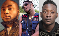 Medikal (middle) has been dragged into Davido (right) and Dammy Krane's beef