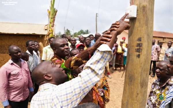 MP for Ofoase Ayirebi, Kojo Oppong Nkrumah with his constituents