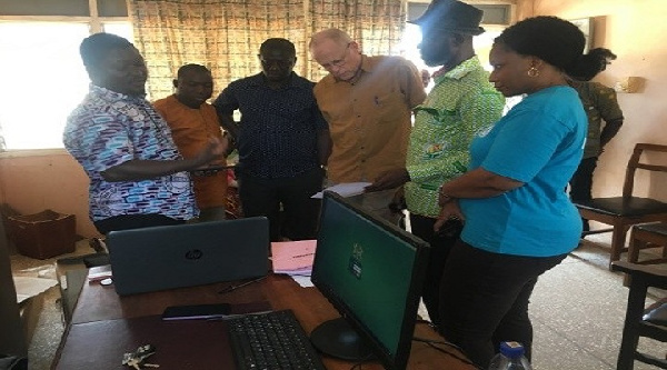 Dr Stefan Peterson interacting with staff at the Bongo District Hospital