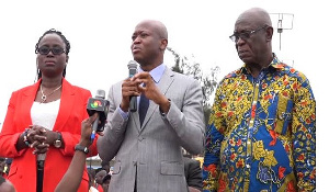 Director-General of the Ghana Ports and Harbors Authority, Michael Luguje addressing workers