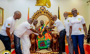 The torch relay was presented to Asantehene Otumfuo Nana Osei Tutu II