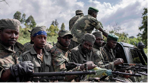 M23 soldiers leave Rumangabo camp after the meeting with EACRF officials